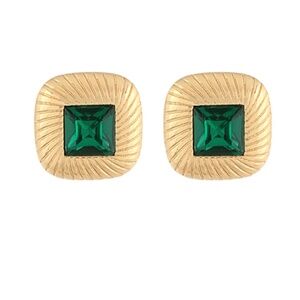 Textured Square w/Stone Earrings